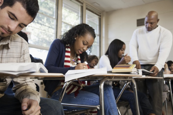 Students taking test