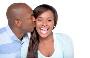 Loving husband kissing his wife