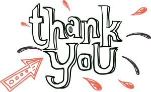 Hand lettered thank you greeting design element