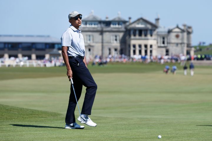Former President Obama Plays Golf in St Andrews