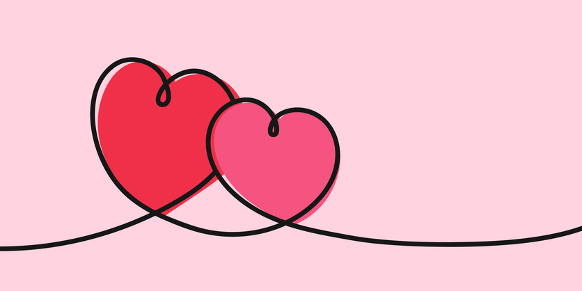 Hand drawn heart in line art style. Design for Valentine’s Day, Mother’s Day and Women’s Day. Vector illustration