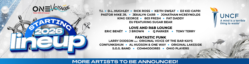 One Voyage festival poster featuring musical artists and lineup for 2026 event.